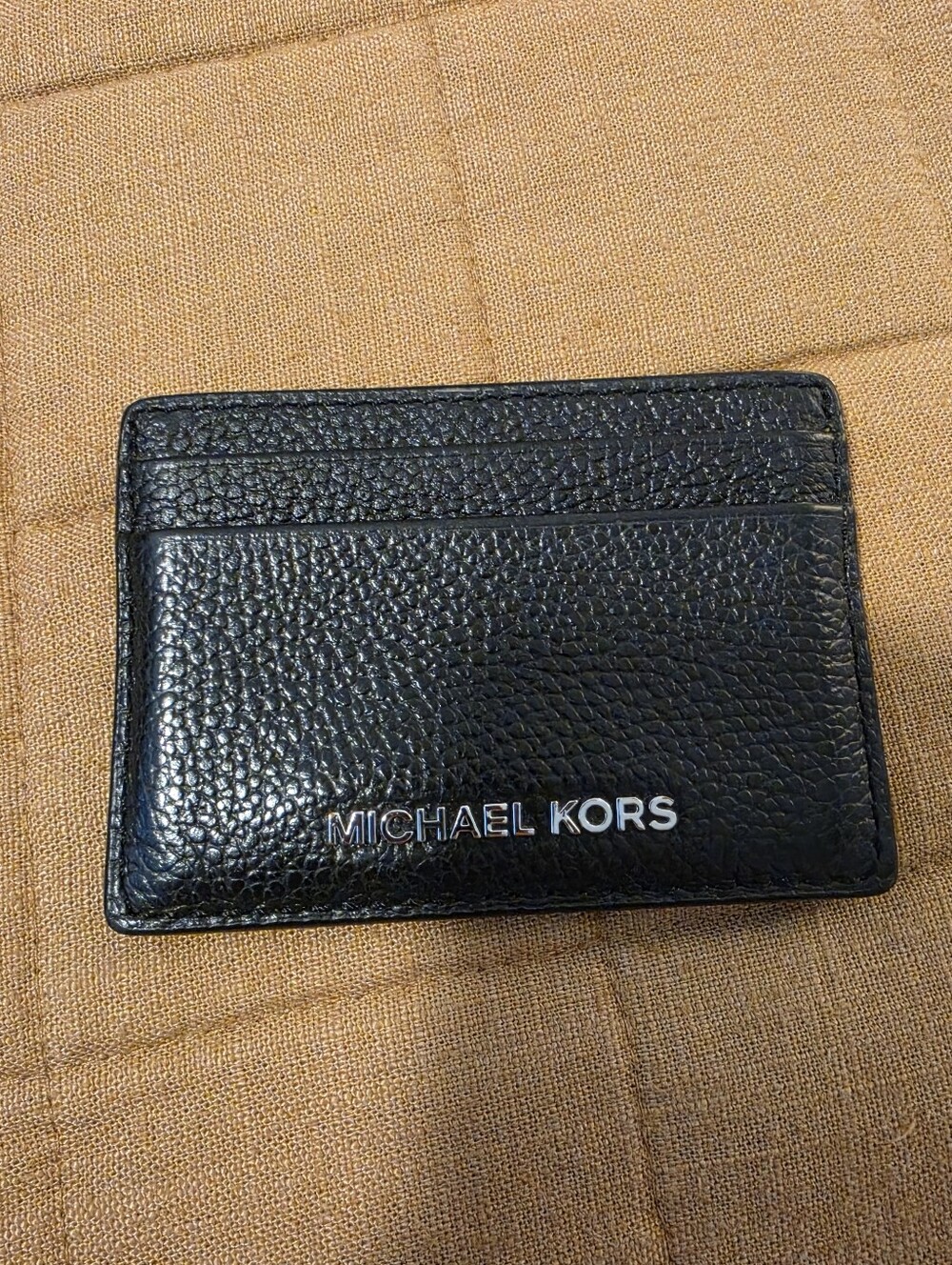 Michael Kors Black Pebbled Leather Card Case